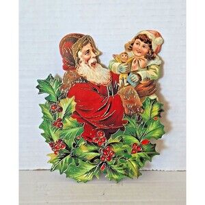 B. Shackman & Co. Double Sided Diecut Cardboard 8" Santa Christmas Ornament 1993
